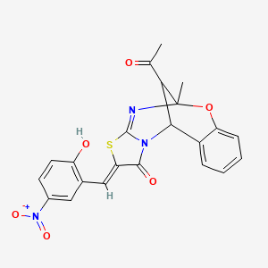 (Z)-13-acetyl-2-(2-hydroxy-5-nitrobenzylidene)-5-methyl-5,11-dihydro-5,11-methanobenzo[g]thiazolo[2,3-d][1,3,5]oxadiazocin-1(2H)-one