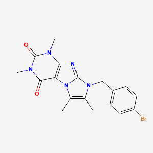 molecular formula C18H18BrN5O2 B3007922 6-[(4-Bromophenyl)methyl]-2,4,7,8-tetramethylpurino[7,8-a]imidazole-1,3-dione CAS No. 878735-63-8