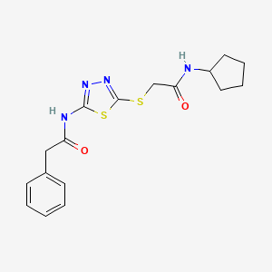 molecular formula C17H20N4O2S2 B3007924 N-cyclopentyl-2-((5-(2-phenylacetamido)-1,3,4-thiadiazol-2-yl)thio)acetamide CAS No. 868974-79-2