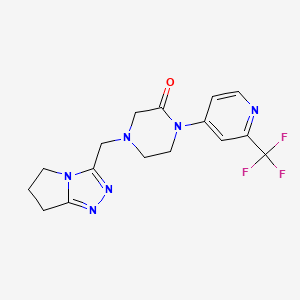 molecular formula C16H17F3N6O B3007925 4-(6,7-Dihydro-5H-pyrrolo[2,1-c][1,2,4]triazol-3-ylmethyl)-1-[2-(trifluoromethyl)pyridin-4-yl]piperazin-2-one CAS No. 2380168-11-4