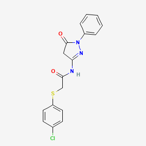 molecular formula C17H14ClN3O2S B3007933 2-[(4-chlorophenyl)sulfanyl]-N-(5-oxo-1-phenyl-4,5-dihydro-1H-pyrazol-3-yl)acetamide CAS No. 298215-05-1