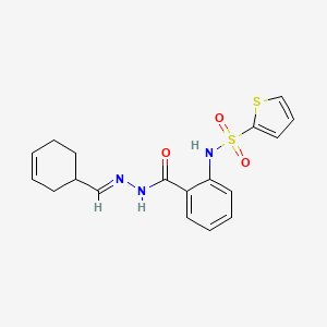 molecular formula C18H19N3O3S2 B3007937 N-[(E)-Cyclohex-3-en-1-ylmethylideneamino]-2-(thiophen-2-ylsulfonylamino)benzamide CAS No. 745797-02-8