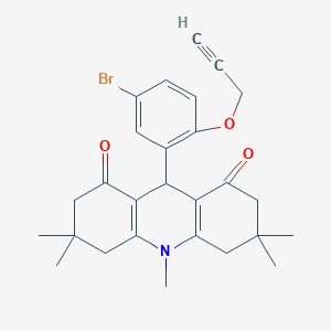 molecular formula C27H30BrNO3 B300794 9-[5-bromo-2-(2-propynyloxy)phenyl]-3,3,6,6,10-pentamethyl-3,4,6,7,9,10-hexahydro-1,8(2H,5H)-acridinedione 