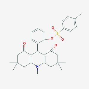 molecular formula C31H35NO5S B300795 2-(3,3,6,6,10-Pentamethyl-1,8-dioxo-1,2,3,4,5,6,7,8,9,10-decahydro-9-acridinyl)phenyl 4-methylbenzenesulfonate 