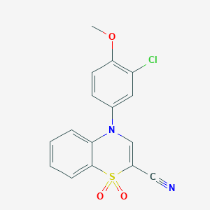 molecular formula C16H11ClN2O3S B3007955 4-(3-chloro-4-methoxyphenyl)-4H-1,4-benzothiazine-2-carbonitrile 1,1-dioxide CAS No. 1207032-16-3