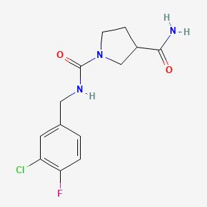 molecular formula C13H15ClFN3O2 B3007962 N1-[(3-chloro-4-fluorophenyl)methyl]pyrrolidine-1,3-dicarboxamide CAS No. 1311638-84-2