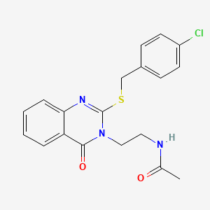 molecular formula C19H18ClN3O2S B3007969 N-(2-(2-((4-氯苄基)硫代)-4-氧代喹唑啉-3(4H)-基)乙基)乙酰胺 CAS No. 443351-70-0