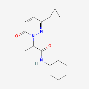 molecular formula C16H23N3O2 B3007974 N-cyclohexyl-2-(3-cyclopropyl-6-oxopyridazin-1(6H)-yl)propanamide CAS No. 2034388-50-4