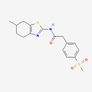 molecular formula C17H20N2O3S2 B3007979 N-(6-methyl-4,5,6,7-tetrahydrobenzo[d]thiazol-2-yl)-2-(4-(methylsulfonyl)phenyl)acetamide CAS No. 942008-23-3