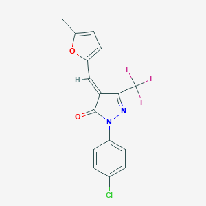 molecular formula C16H10ClF3N2O2 B300798 2-(4-chlorophenyl)-4-[(5-methyl-2-furyl)methylene]-5-(trifluoromethyl)-2,4-dihydro-3H-pyrazol-3-one 