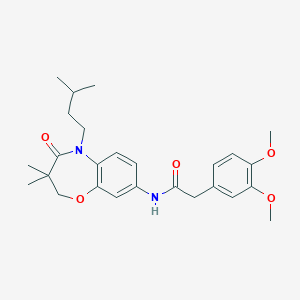 molecular formula C26H34N2O5 B3007982 2-(3,4-二甲氧基苯基)-N-(5-异戊基-3,3-二甲基-4-氧代-2,3,4,5-四氢苯并[b][1,4]恶二嗪-8-基)乙酰胺 CAS No. 921811-58-7