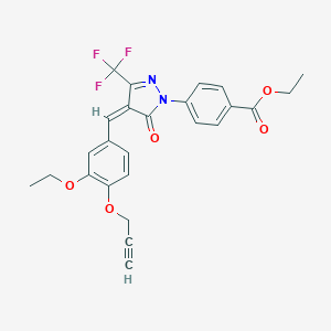 molecular formula C25H21F3N2O5 B300799 ethyl 4-[4-[3-ethoxy-4-(2-propynyloxy)benzylidene]-5-oxo-3-(trifluoromethyl)-4,5-dihydro-1H-pyrazol-1-yl]benzoate 
