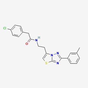 2-(4-chlorophenyl)-N-(2-(2-(m-tolyl)thiazolo[3,2-b][1,2,4]triazol-6-yl)ethyl)acetamide