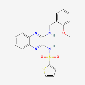 molecular formula C20H18N4O3S2 B3007999 N-(3-((2-methoxybenzyl)amino)quinoxalin-2-yl)thiophene-2-sulfonamide CAS No. 713086-57-8