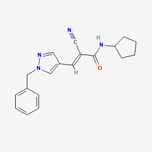 (E)-3-(1-Benzylpyrazol-4-yl)-2-cyano-N-cyclopentylprop-2-enamide