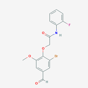 molecular formula C16H13BrFNO4 B3008006 2-(2-bromo-4-formyl-6-methoxyphenoxy)-N-(2-fluorophenyl)acetamide CAS No. 579523-20-9