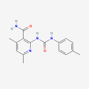 molecular formula C16H18N4O2 B3008007 4,6-二甲基-2-[(4-甲苯胺羰基)氨基]烟酰胺 CAS No. 338975-97-6