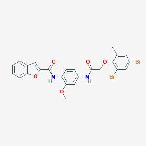 molecular formula C25H20Br2N2O5 B300801 N-(4-{[(2,4-dibromo-6-methylphenoxy)acetyl]amino}-2-methoxyphenyl)-1-benzofuran-2-carboxamide 
