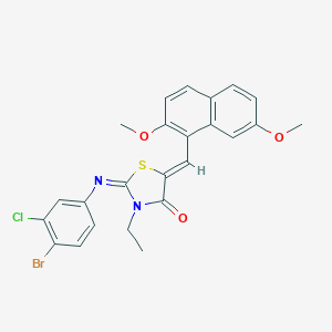 molecular formula C24H20BrClN2O3S B300802 2-[(4-Bromo-3-chlorophenyl)imino]-5-[(2,7-dimethoxy-1-naphthyl)methylene]-3-ethyl-1,3-thiazolidin-4-one 