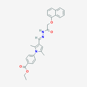 molecular formula C28H27N3O4 B300803 ethyl 4-{2,5-dimethyl-3-[(E)-{2-[(naphthalen-1-yloxy)acetyl]hydrazinylidene}methyl]-1H-pyrrol-1-yl}benzoate 