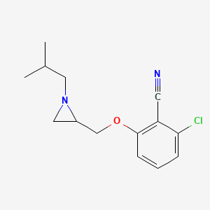 molecular formula C14H17ClN2O B3008036 2-Chloro-6-[[1-(2-methylpropyl)aziridin-2-yl]methoxy]benzonitrile CAS No. 2411219-71-9