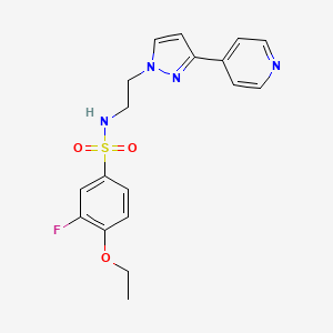 molecular formula C18H19FN4O3S B3008039 4-乙氧基-3-氟基-N-(2-(3-(吡啶-4-基)-1H-吡唑-1-基)乙基)苯磺酰胺 CAS No. 1448029-59-1