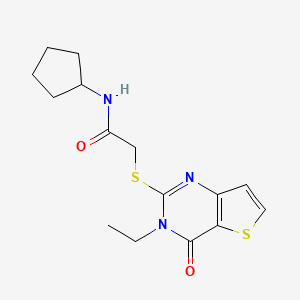N-cyclopentyl-2-[(3-ethyl-4-oxo-3,4-dihydrothieno[3,2-d]pyrimidin-2-yl)sulfanyl]acetamide