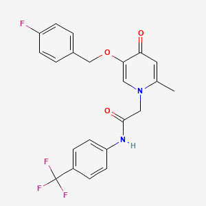 molecular formula C22H18F4N2O3 B3008045 2-(5-((4-fluorobenzyl)oxy)-2-methyl-4-oxopyridin-1(4H)-yl)-N-(4-(trifluoromethyl)phenyl)acetamide CAS No. 946379-82-4