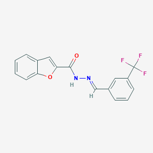 molecular formula C17H11F3N2O2 B300805 N'-{(E)-[3-(trifluoromethyl)phenyl]methylidene}-1-benzofuran-2-carbohydrazide 