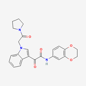 N-(2,3-dihydrobenzo[b][1,4]dioxin-6-yl)-2-oxo-2-(1-(2-oxo-2-(pyrrolidin-1-yl)ethyl)-1H-indol-3-yl)acetamide