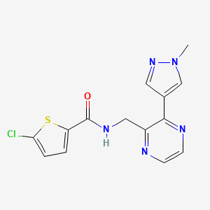 molecular formula C14H12ClN5OS B3008054 5-chloro-N-((3-(1-methyl-1H-pyrazol-4-yl)pyrazin-2-yl)methyl)thiophene-2-carboxamide CAS No. 2034394-02-8