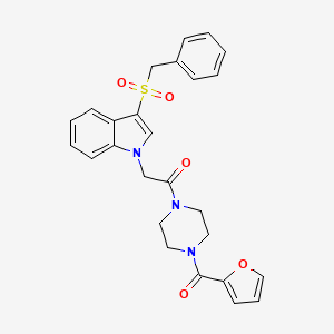 molecular formula C26H25N3O5S B3008055 2-(3-(benzylsulfonyl)-1H-indol-1-yl)-1-(4-(furan-2-carbonyl)piperazin-1-yl)ethanone CAS No. 898454-23-4