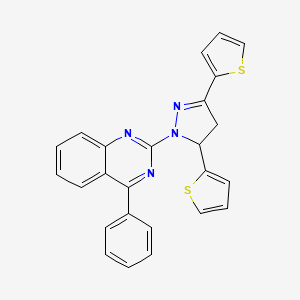 molecular formula C25H18N4S2 B3008059 2-(3,5-二(噻吩-2-基)-4,5-二氢-1H-吡唑-1-基)-4-苯基喹唑啉 CAS No. 835910-85-5