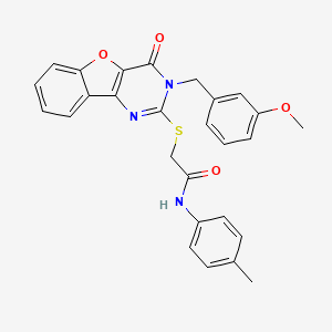 2-{[3-(3-methoxybenzyl)-4-oxo-3,4-dihydro[1]benzofuro[3,2-d]pyrimidin-2-yl]sulfanyl}-N-(4-methylphenyl)acetamide