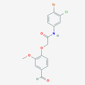 molecular formula C16H13BrClNO4 B300807 N-(4-bromo-3-chlorophenyl)-2-(4-formyl-2-methoxyphenoxy)acetamide 