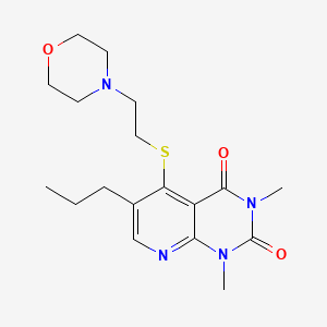 molecular formula C18H26N4O3S B3008078 1,3-dimethyl-5-((2-morpholinoethyl)thio)-6-propylpyrido[2,3-d]pyrimidine-2,4(1H,3H)-dione CAS No. 899747-93-4