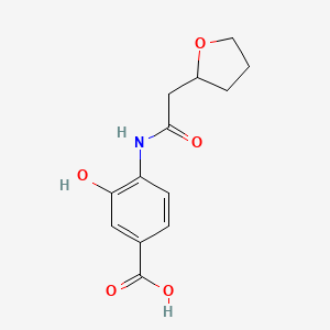 molecular formula C13H15NO5 B3008081 3-Hydroxy-4-[2-(oxolan-2-yl)acetamido]benzoic acid CAS No. 1478726-73-6