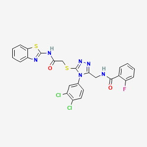 molecular formula C25H17Cl2FN6O2S2 B3008082 N-((5-((2-(benzo[d]thiazol-2-ylamino)-2-oxoethyl)thio)-4-(3,4-dichlorophenyl)-4H-1,2,4-triazol-3-yl)methyl)-2-fluorobenzamide CAS No. 391898-61-6