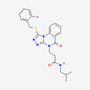 molecular formula C23H24FN5O2S B3008092 N-cyclopentyl-5-[(mesitylsulfonyl)amino]-6-piperazin-1-ylnicotinamide CAS No. 1112308-86-7