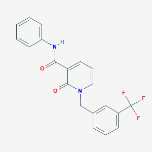 molecular formula C20H15F3N2O2 B3008093 2-氧代-N-苯基-1-[[3-(三氟甲基)苯基]甲基]吡啶-3-甲酰胺 CAS No. 338754-70-4