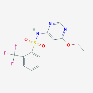 molecular formula C13H12F3N3O3S B3008114 N-(6-乙氧基嘧啶-4-基)-2-(三氟甲基)苯磺酰胺 CAS No. 1396571-23-5