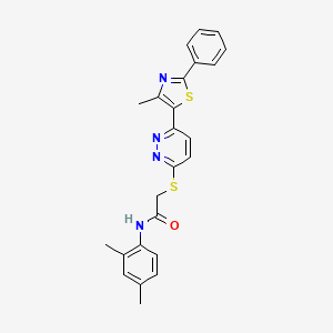 molecular formula C24H22N4OS2 B3008115 N-(2,4-dimethylphenyl)-2-((6-(4-methyl-2-phenylthiazol-5-yl)pyridazin-3-yl)thio)acetamide CAS No. 892415-64-4