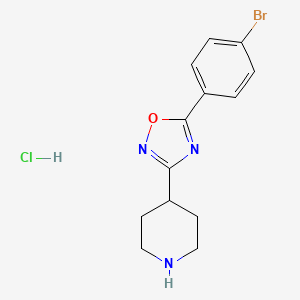 molecular formula C13H15BrClN3O B3008116 5-(4-溴苯基)-3-哌啶-4-基-1,2,4-恶二唑；盐酸盐 CAS No. 2402839-79-4