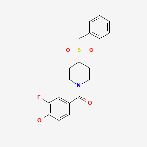 molecular formula C20H22FNO4S B3008120 (4-(Benzylsulfonyl)piperidin-1-yl)(3-fluoro-4-methoxyphenyl)methanone CAS No. 2034520-93-7