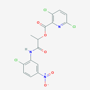molecular formula C15H10Cl3N3O5 B3008124 1-[(2-Chloro-5-nitrophenyl)carbamoyl]ethyl 3,6-dichloropyridine-2-carboxylate CAS No. 1209344-19-3