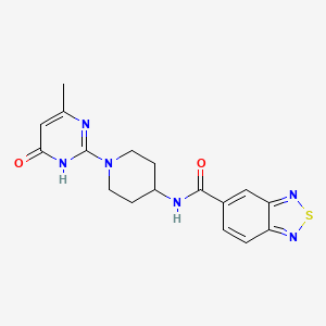 molecular formula C17H18N6O2S B3008130 N-(1-(4-methyl-6-oxo-1,6-dihydropyrimidin-2-yl)piperidin-4-yl)benzo[c][1,2,5]thiadiazole-5-carboxamide CAS No. 1903389-49-0
