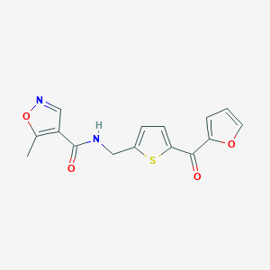 molecular formula C15H12N2O4S B3008136 N-((5-(呋喃-2-羰基)噻吩-2-基)甲基)-5-甲基异恶唑-4-甲酰胺 CAS No. 1797615-70-3