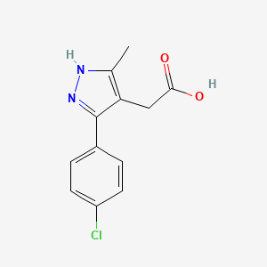 molecular formula C12H11ClN2O2 B3008146 [5-(4-chlorophenyl)-3-methyl-1H-pyrazol-4-yl]acetic acid CAS No. 1299293-47-2