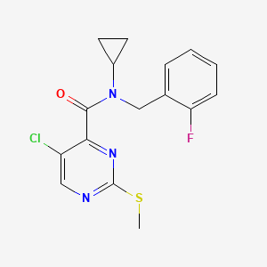 molecular formula C16H15ClFN3OS B3008151 5-chloro-N-cyclopropyl-N-[(2-fluorophenyl)methyl]-2-methylsulfanylpyrimidine-4-carboxamide CAS No. 1099896-04-4