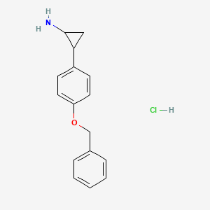 molecular formula C16H18ClNO B3008152 2-[4-(苄氧基)苯基]环丙-1-胺盐酸盐 CAS No. 1311317-91-5